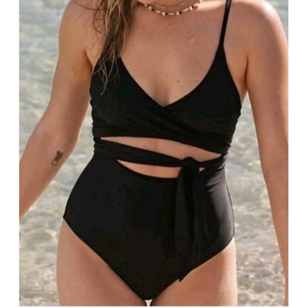 Aerie One Piece Swimsuit Full Coverage Tie Front Convertible Full Coverage Sz XL
